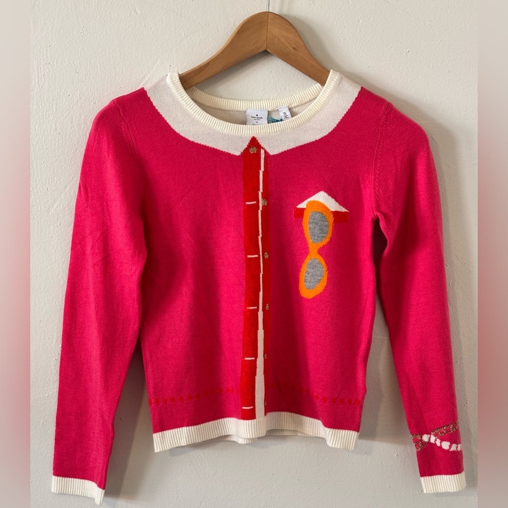 NWT Kate Spade New York ♥ GapKids Cardi Graphic Pink Sweater Girls XL (12-13)
